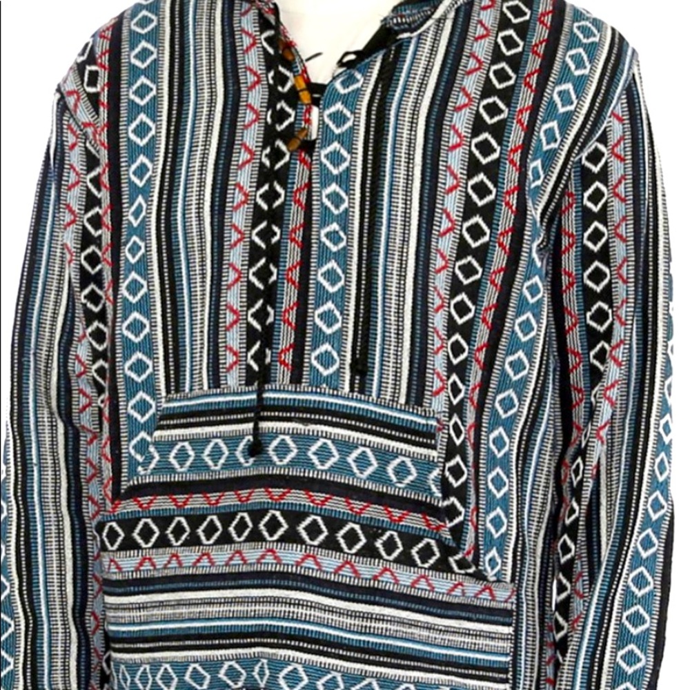 Woven Baja Style Hoodie Zip Up